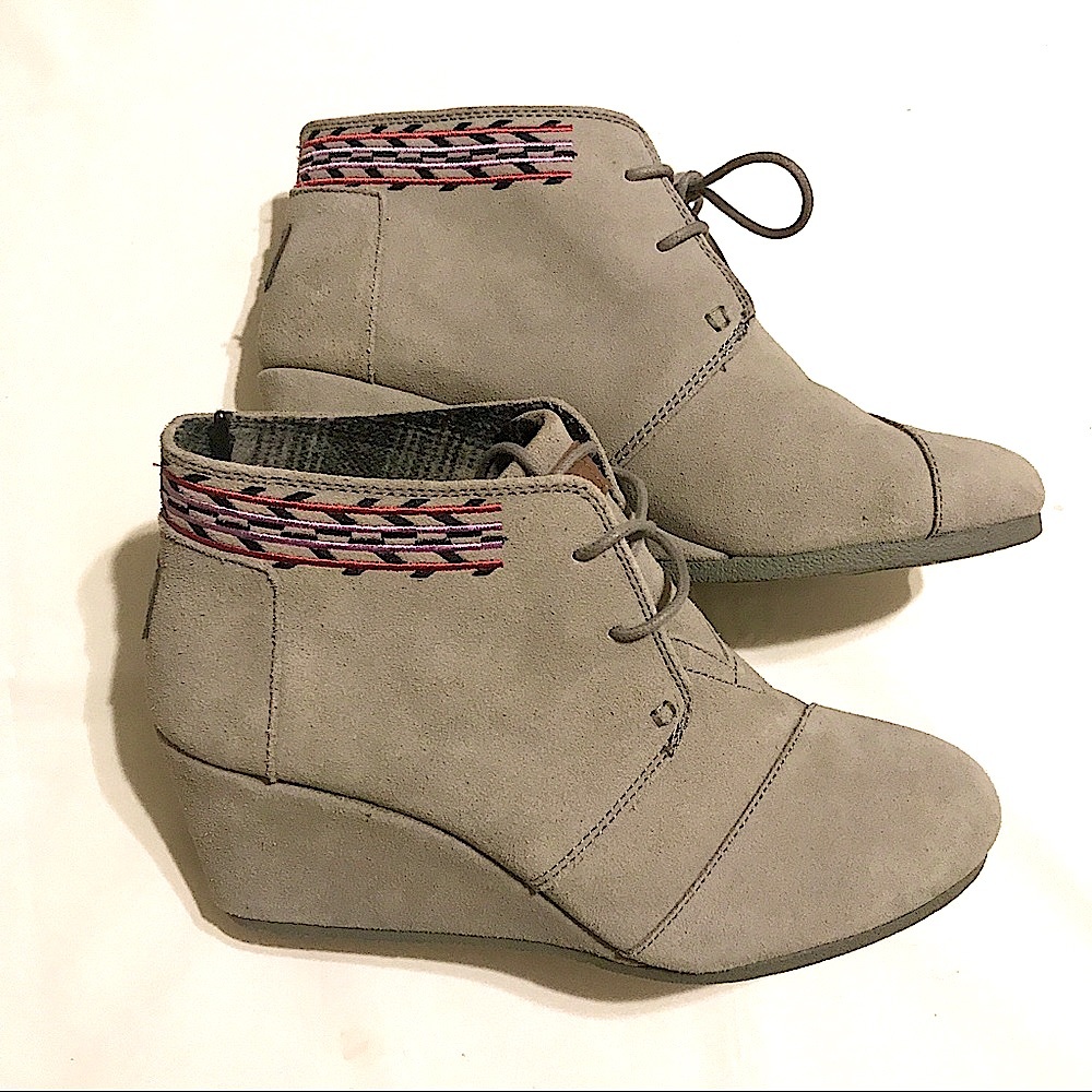 TOMS Suede Wedge Heel Booties